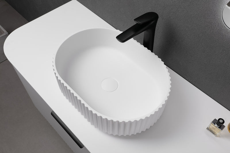 Lukka Ellips Fluted Solid Surface Above Counter Basin LK-SOA4834