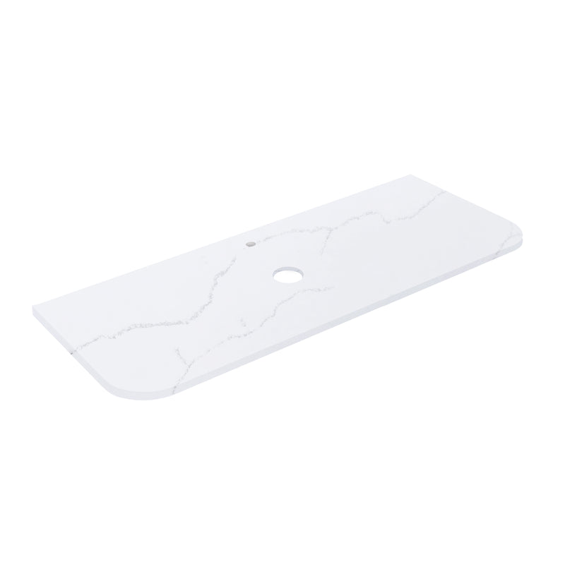 Calacatta Arctic White Solid Surface Stone Top - Curve LK-SCA - LK-SCA155CV-UTH - Semi Drill