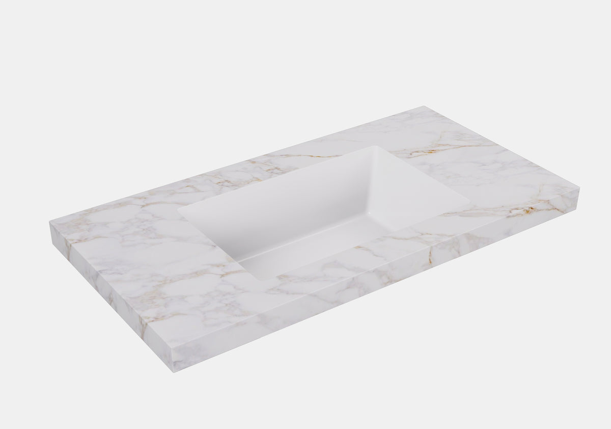 Lukka vanity top reference - LK-UCG154-NTH, LK-UCG64-NTH, LK-UCG74-NTH, LK-UCG124-NTH, LK-UCG94-NTH; size, finish and drilling as selected.