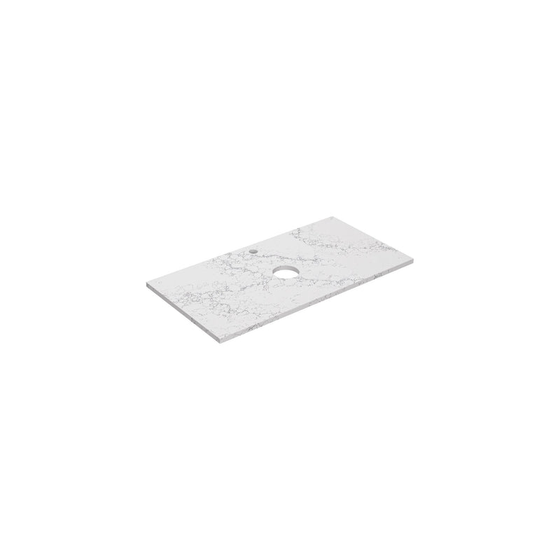 Lukka vanity top reference - LK-QCW94-UTH; size, finish and drilling as selected.
