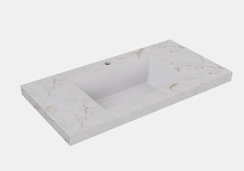 Lukka vanity top reference - LK-UCG64-TH, LK-UCG74-TH; size, finish and drilling as selected.