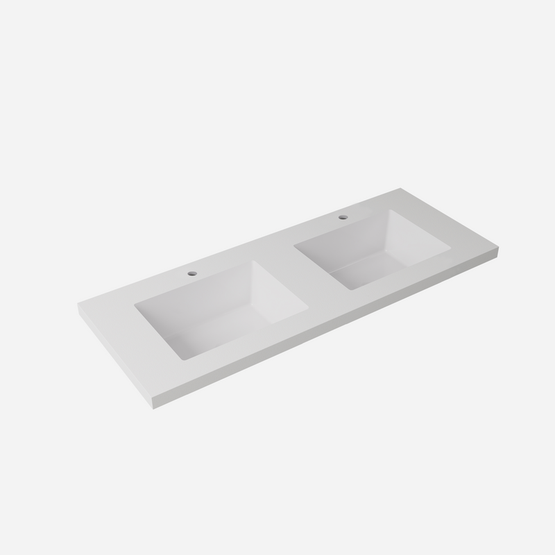 Lukka vanity top reference - LK-UBW124D-TH; size, finish and drilling as selected.