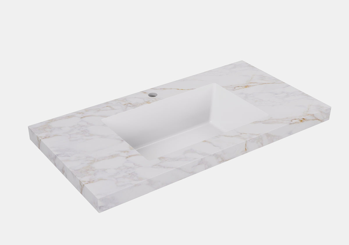 Lukka vanity top reference - LK-UCG154-TH, LK-UCG124-TH, LK-UCG94-TH; size, finish and drilling as selected.