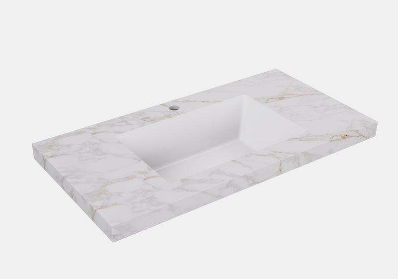 Lukka vanity top reference - LK-UCG154-TH, LK-UCG124-TH, LK-UCG94-TH; size, finish and drilling as selected.