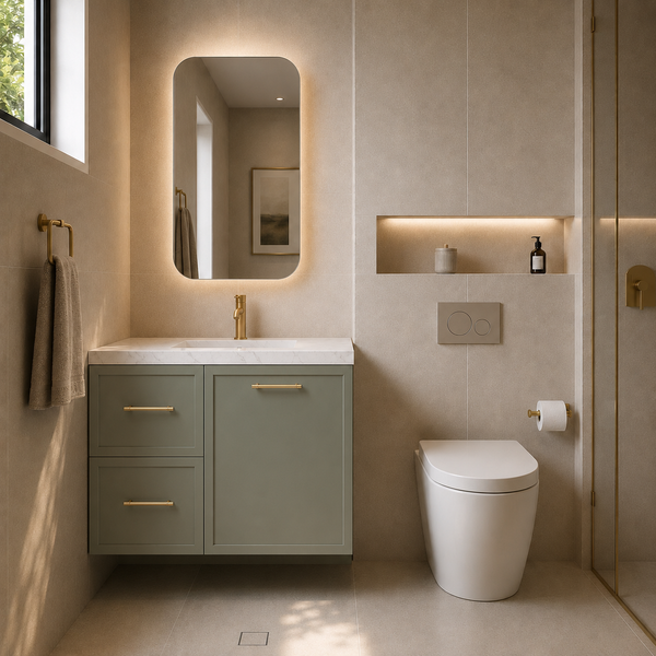 750mm Olive Green Lukka Kingsley Wall-Hung Vanity - Left-hand drawers