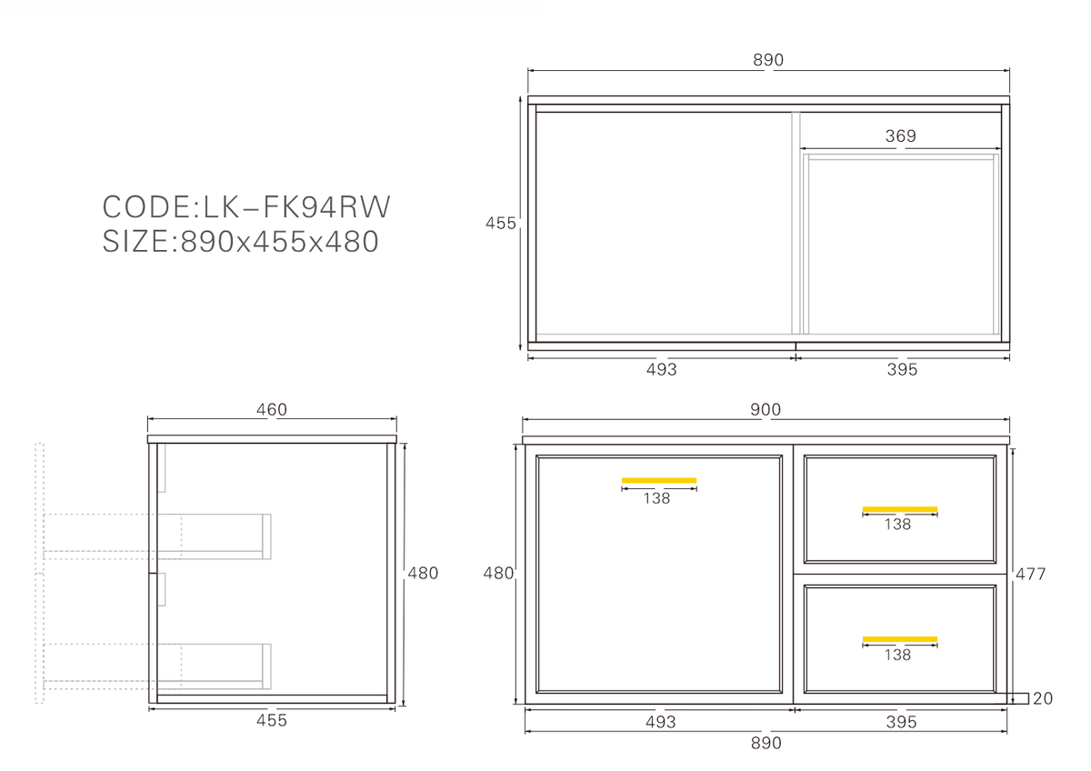 Lukka Kingsley Federation Wall Hung PVC Cabinet LK-FK94RW-MW