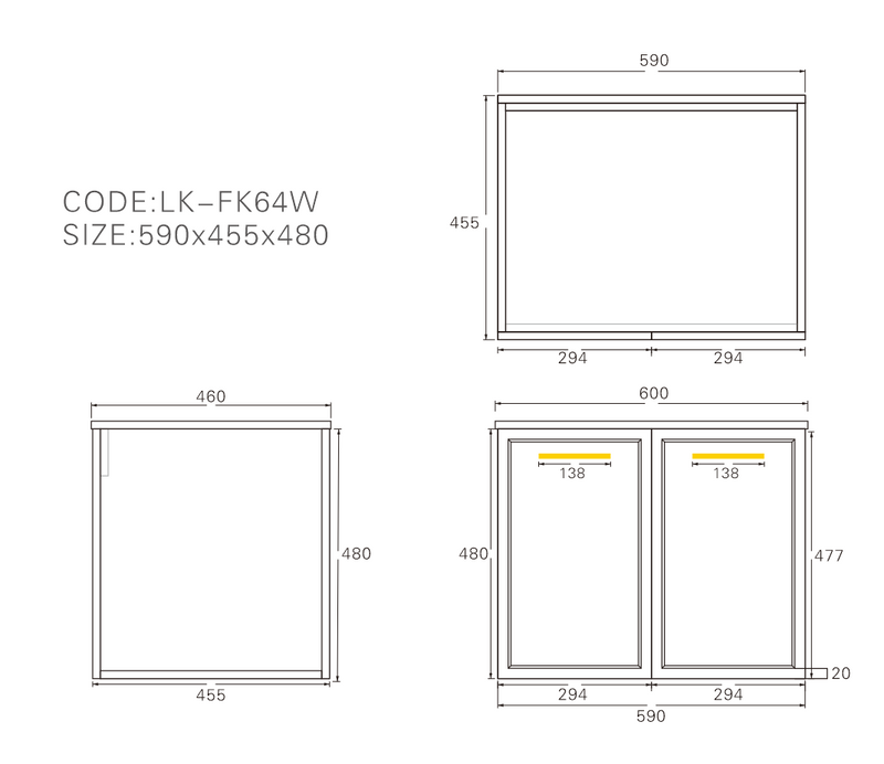 Lukka Kingsley Federation Wall Hung PVC Cabinet LK-FK64W-MW