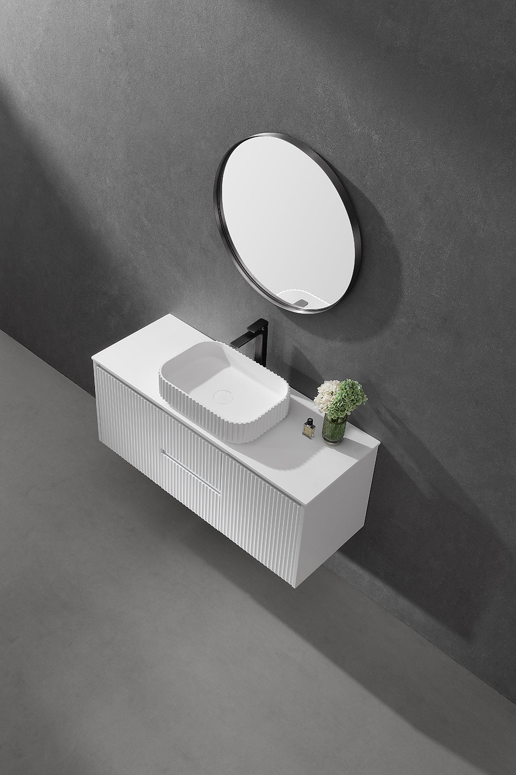 Lukka Japser Fluted Solid Surface Above Counter Basin LK-SOA5035
