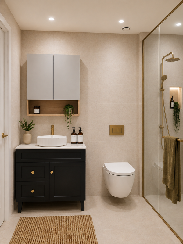 750mm Matte Black Lukka Harold Freestanding Vanity - Left-hand drawers