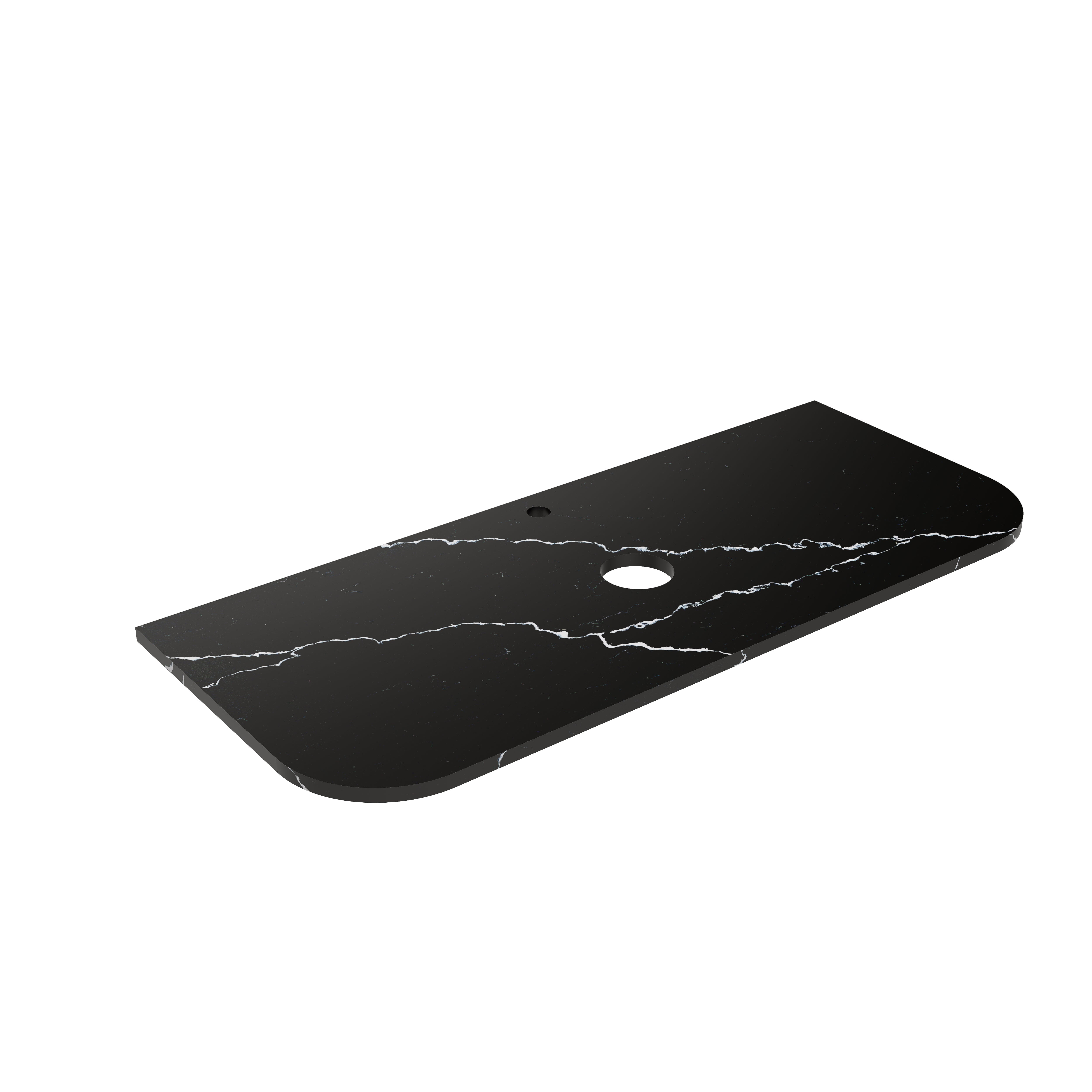 Calacatta Night (WG485) Zero Silica Engineer Stone Top - Curve LK-QCN - LK-QCN125CV-UTH - Semi Drill