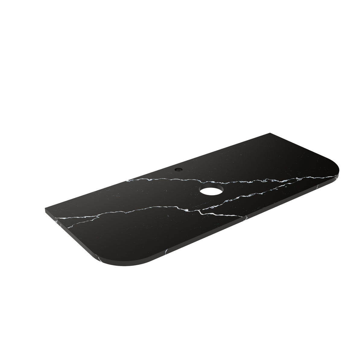 Calacatta Night (WG485) Zero Silica Engineer Stone Top - Curve LK-QCN - LK-QCN125CV-UTH - Semi Drill
