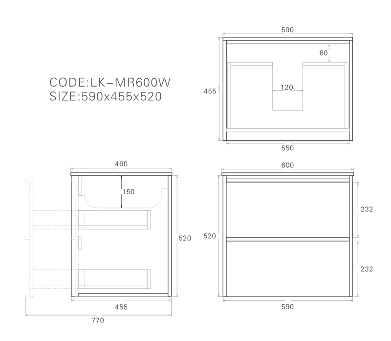 Lukka Ridgewood Modern Wall Hung Plywood Cabinet LK-MR600W-SO