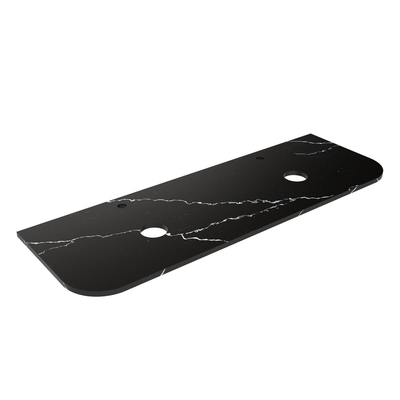 Calacatta Night (WG485) Zero Silica Engineer Stone Top - Curve LK-QCN - LK-QCN155CVD-UTH - Semi Drill
