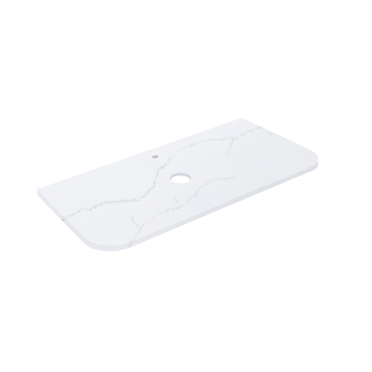 Calacatta Arctic White Solid Surface Stone Top - Curve LK-SCA - LK-SCA125CV-UTH - Semi Drill