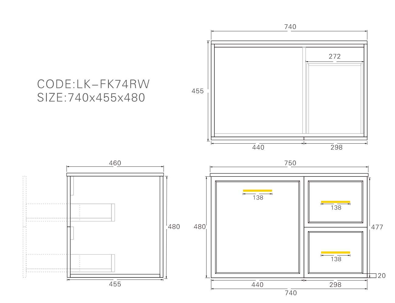 Lukka Kingsley Federation Wall Hung PVC Cabinet LK-FK74RW-MW