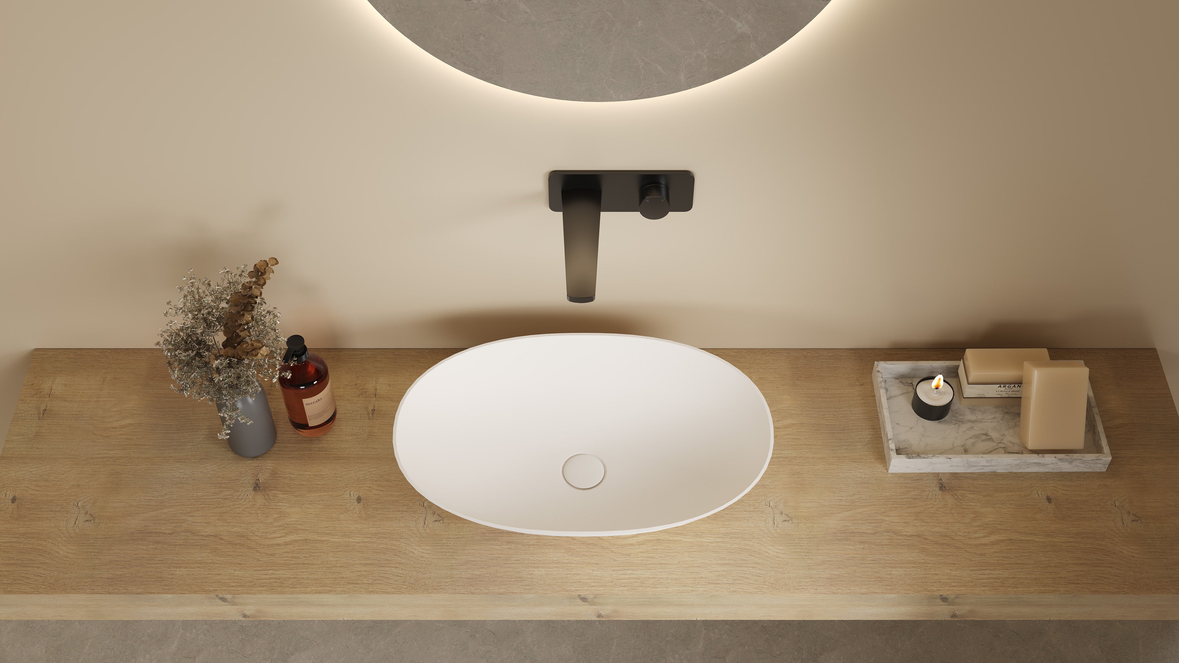 Kirra Solid Surface Art Basin - 580x380x140 - LK-SKA5838-MW