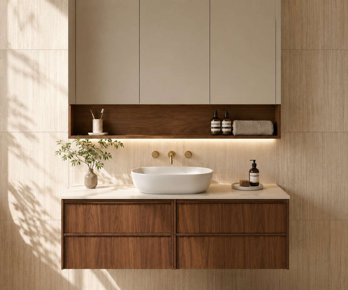 Lukka Ridgewood Modern Wall Hung Plywood Cabinet LK-MR1200W-MO Single Bowl Only