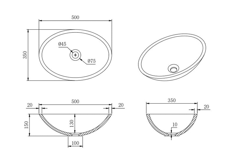 Lukka Kirra Solid Surface Art Basin LK-SKA500MW/SKA528MW/SKA5838MW