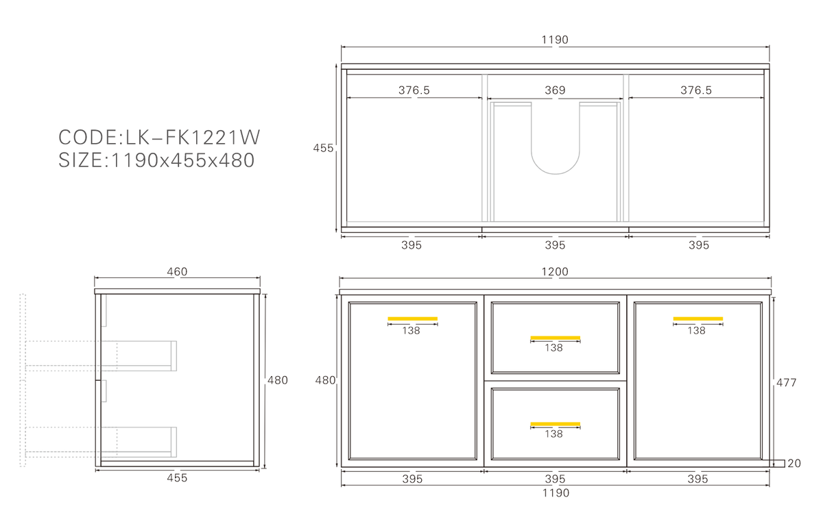 Lukka Kingsley Federation Wall Hung PVC Cabinet LK-FK1221W-MW