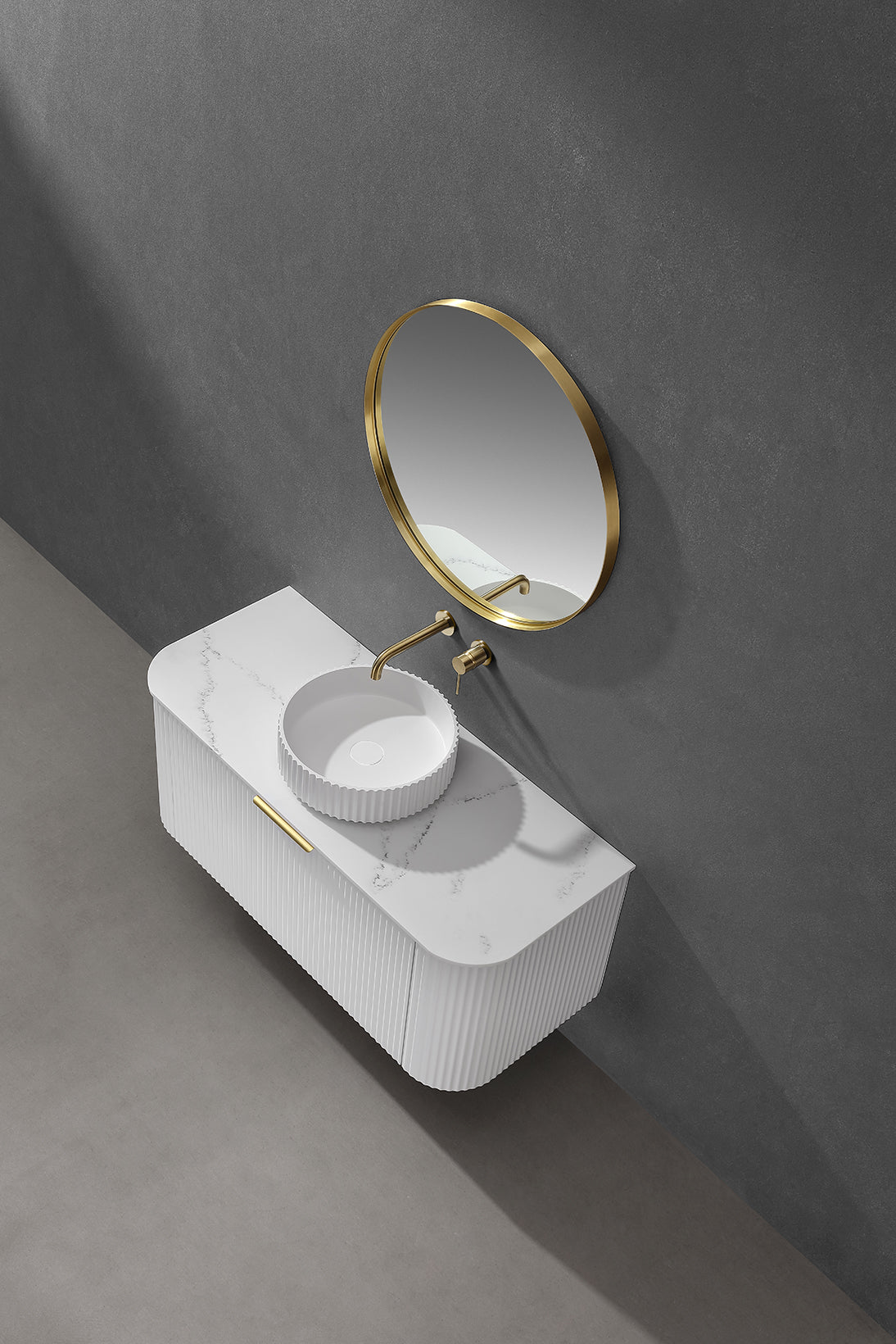 Lukka Olley Fluted Solid Surface Above Counter Basin LK-SOA4040