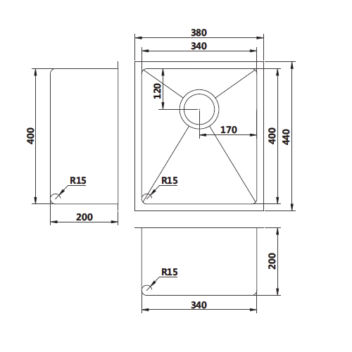 Modern National 440x380x200 Single Bowl PVD Gold Sink