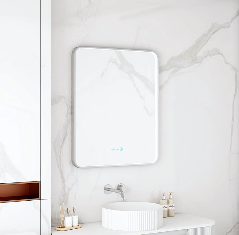 Maia 600×750mm LED Rectangular Mirror – Gun Metal Frame