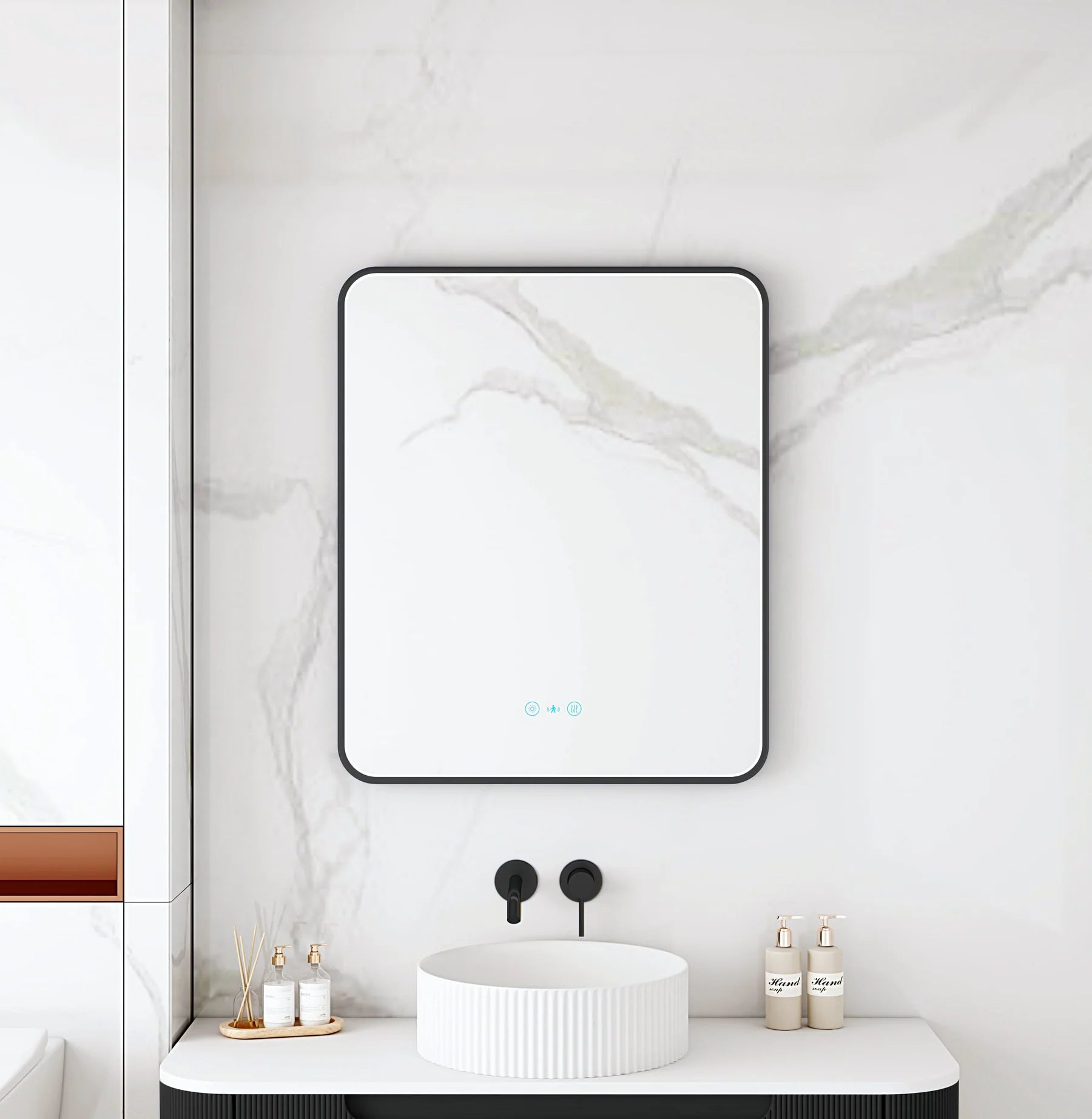 Maia 600×750mm LED Rectangular Mirror – Matt Black Frame