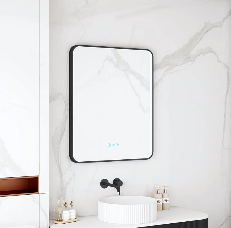 Maia 600×750mm LED Rectangular Mirror – Matt Black Frame