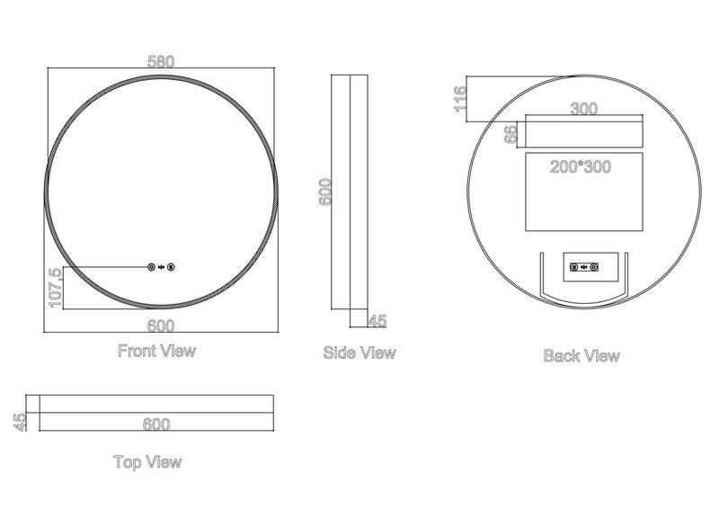 Maia 600mm LED Round Mirror – Brushed Nickel Frame