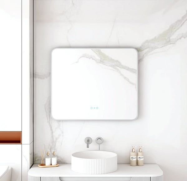 Maia 750×900mm LED Rectangular Mirror – Gun Metal Frame