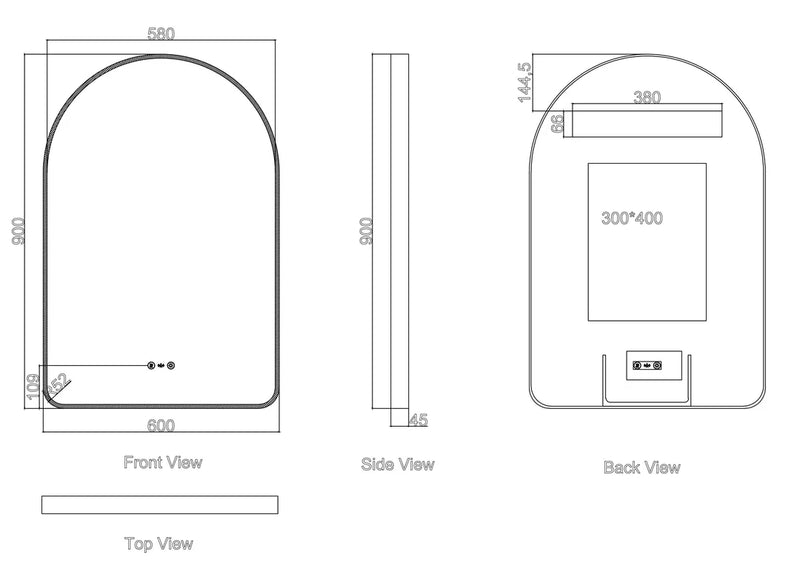 Maia 600×900mm LED Arch Mirror– Brushed Gold Frame