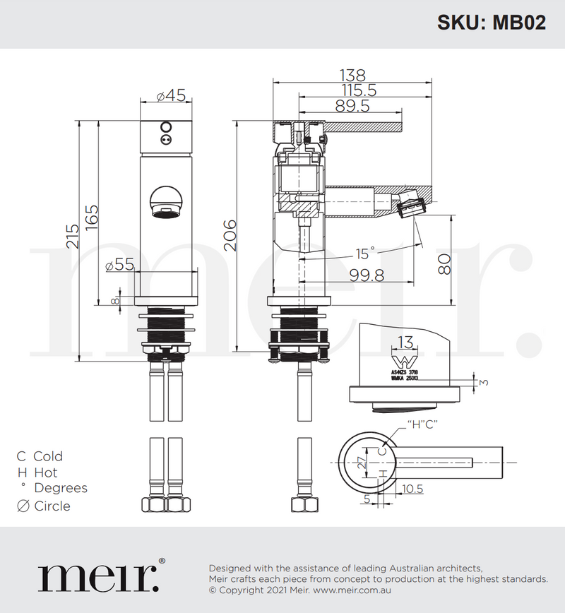 Meir Round Chrome Basin Mixer