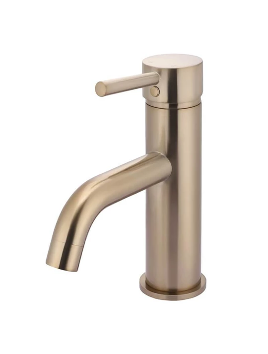 Meir Round Champagne Basin Mixer with Curved Spout