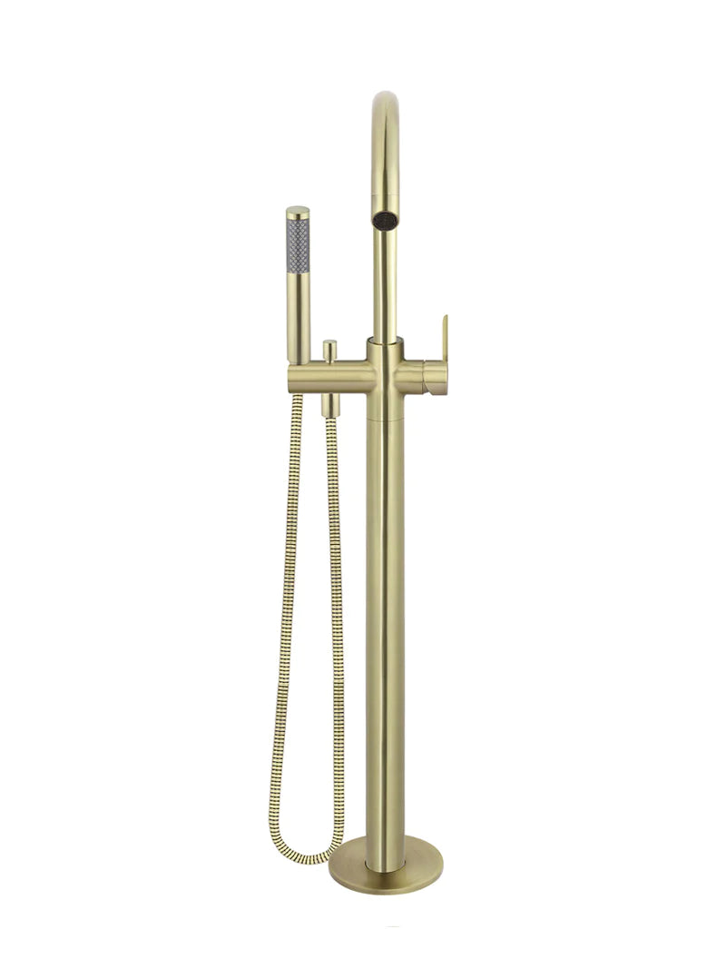 Meir Round Paddle Freestanding Bath Spout and Hand Shower Tiger Bronze
