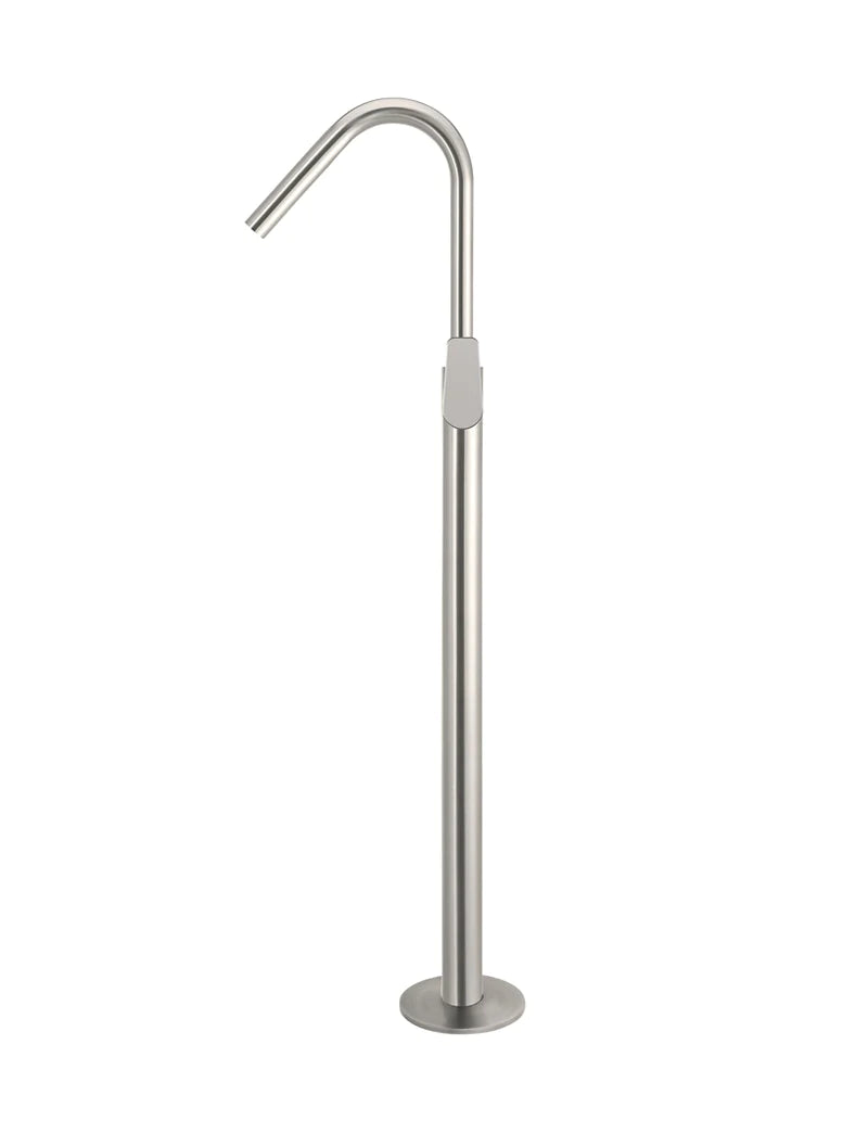 Meir Round Paddle Freestanding Bath Spout and Hand Shower Brushed Nickel