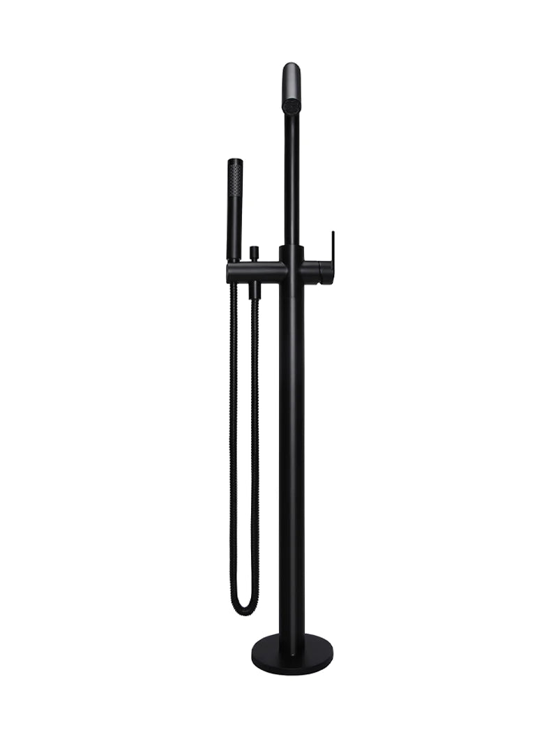 Meir Round Paddle Freestanding Bath Spout and Hand Shower Matte Black