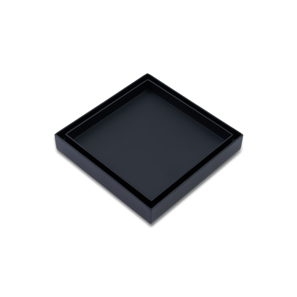 120mm x 120mm Black Smart Tile Insert Floor Waste Shower Grate Brass Drain