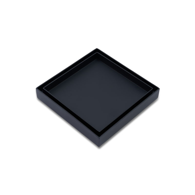 120mm x 120mm Black Smart Tile Insert Floor Waste Shower Grate Brass Drain