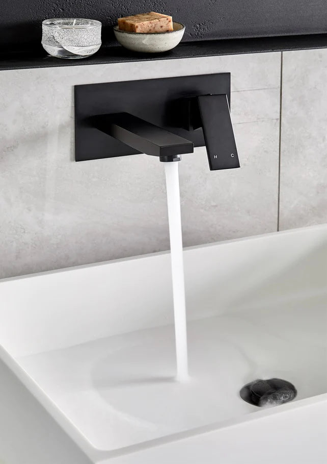 Meir Square Wall Basin Mixer and Spout Matte Black