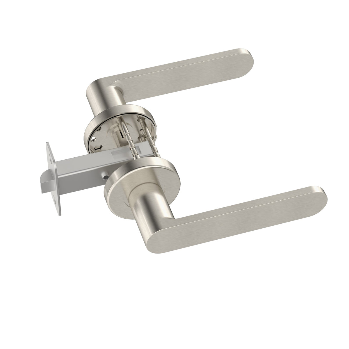 Meir Curvaé Flat Lever Door Handle - passage - PVD Brushed Nickel — image 4