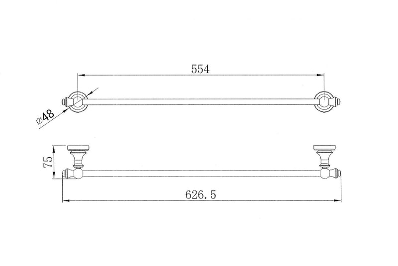 Modern National Medoc Single Towel Rail PVD Brushed Bronze Gold
