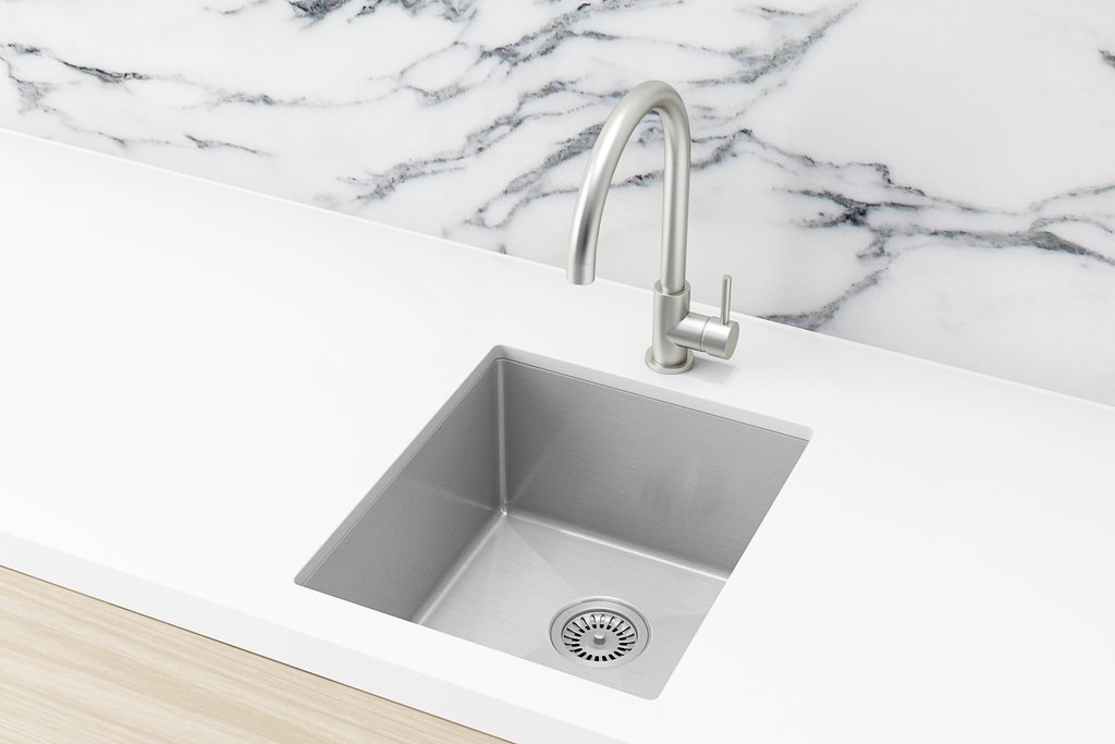 Meir Single Bowl PVD Kitchen Sink 380mm x 440mm - Brushed Nickel