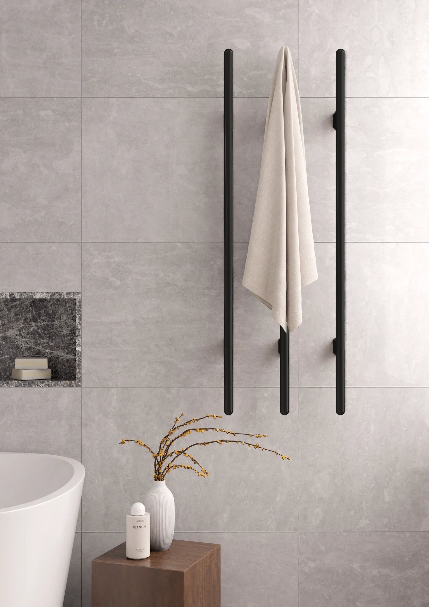 Meir Heated Vertical Towel Rail Matte Black