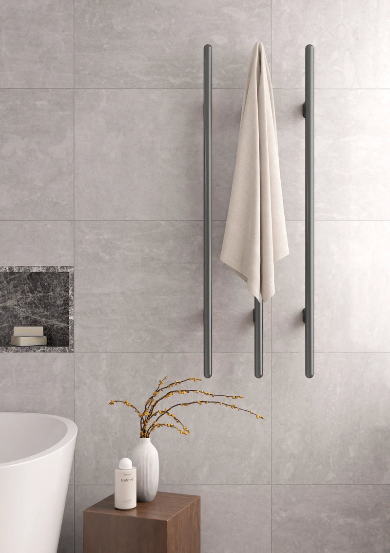 Meir Heated Vertical Towel Rail Gun Metal