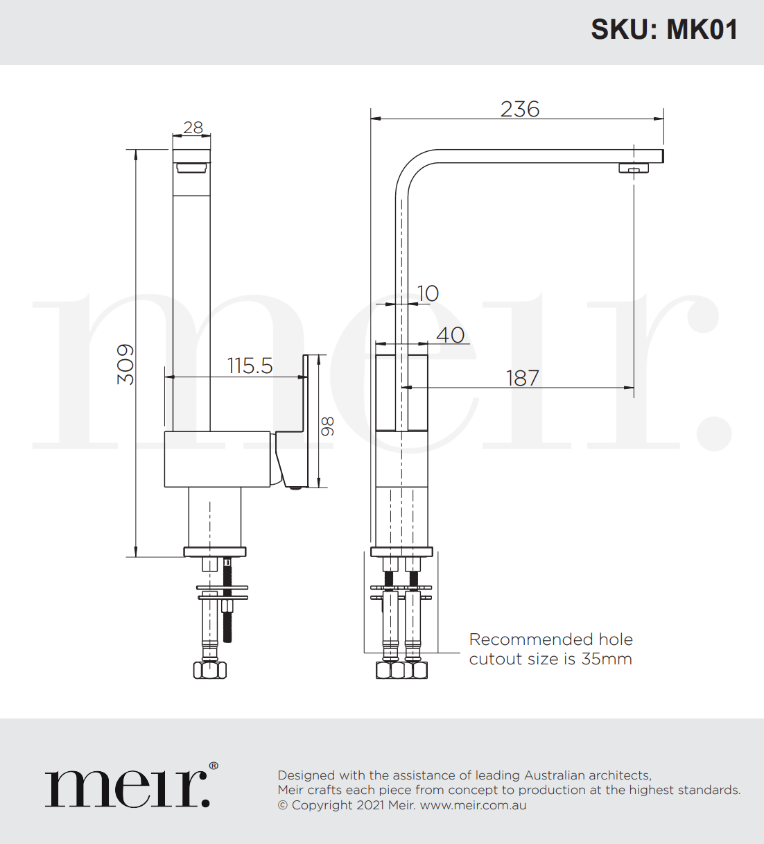 Meir Square Kitchen Mixer Tap