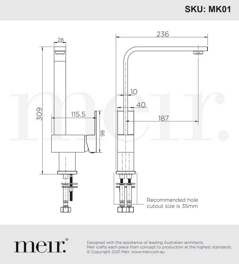 Meir Square Kitchen Mixer Tap