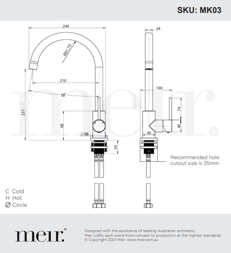 Meir Round Kitchen Mixer Tap Tiger Bronze