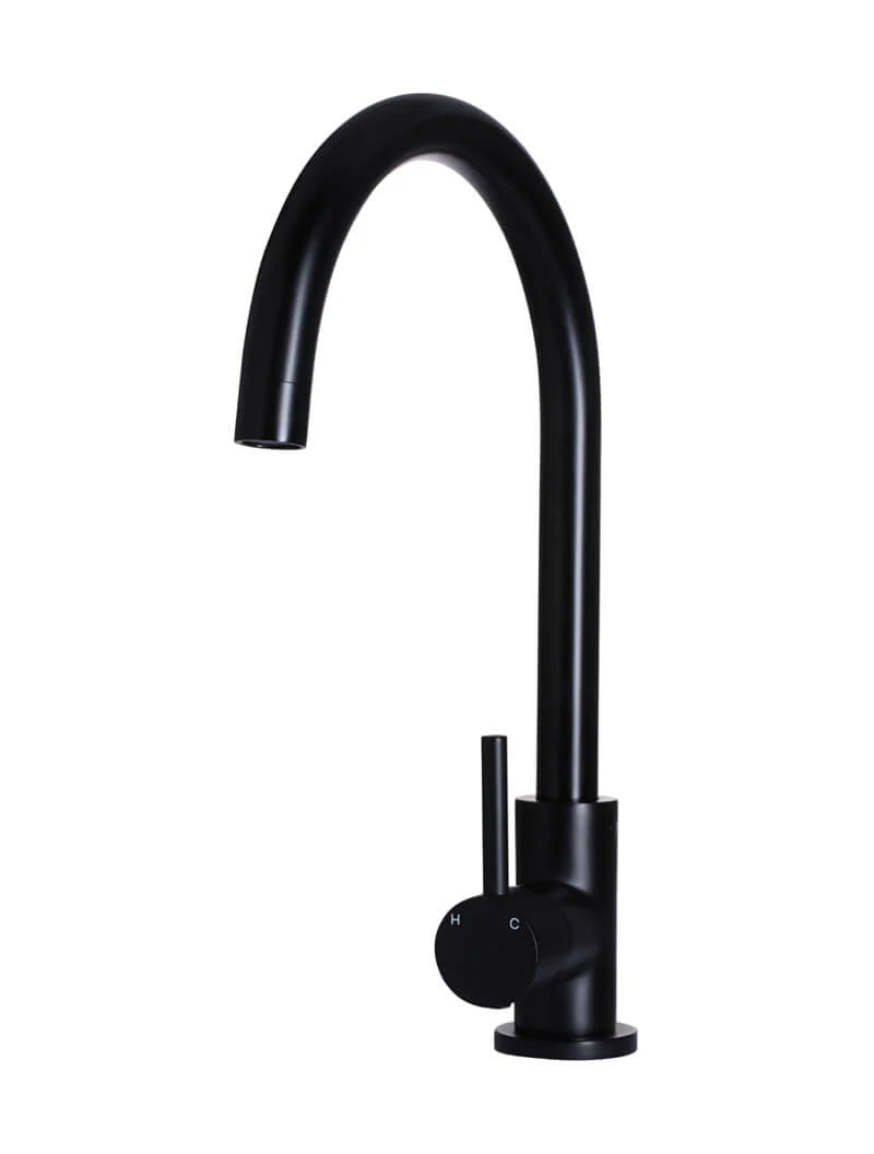 Meir Round Gooseneck Kitchen Mixer Tap Matte Black