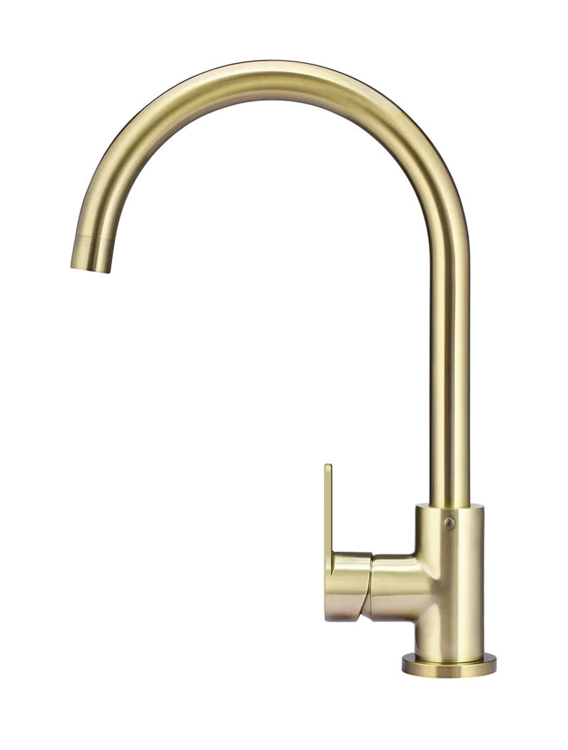Meir Round Gooseneck Kitchen Mixer Tap with Paddle Handle Tiger Bronze