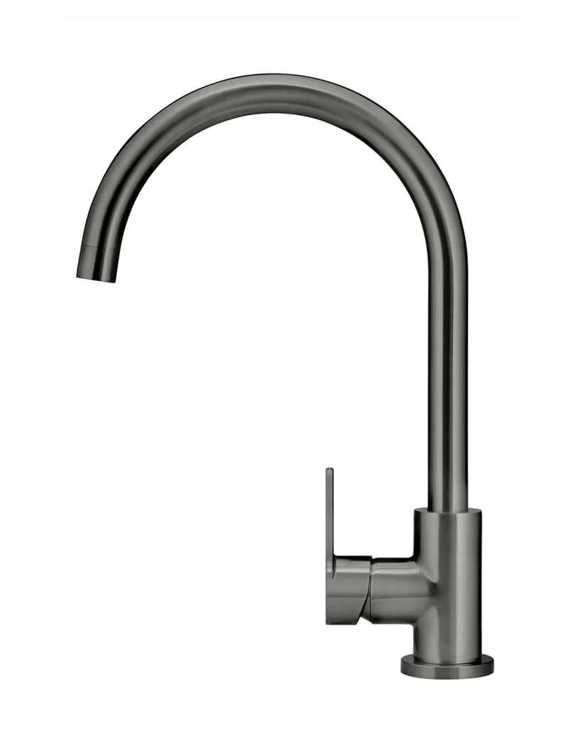 Meir Round Gooseneck Kitchen Mixer Tap with Paddle Handle Shadow